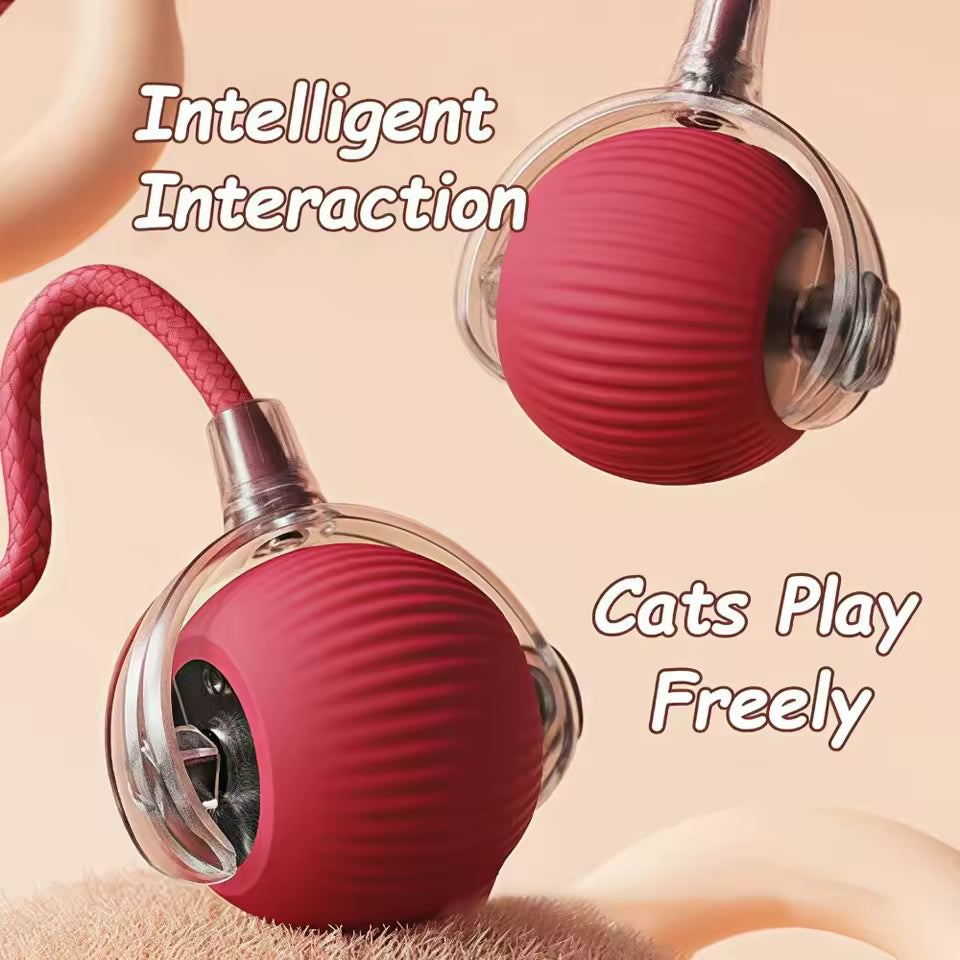 Automatic Moving Cat Toy Ball Smart Cat Toys USB Rechargeable Smart Cat Toys Ball Speedy Tail Cat Toy Cat Interactive Ball Toys