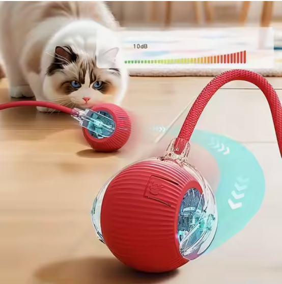 Automatic Moving Cat Toy Ball Smart Cat Toys USB Rechargeable Smart Cat Toys Ball Speedy Tail Cat Toy Cat Interactive Ball Toys